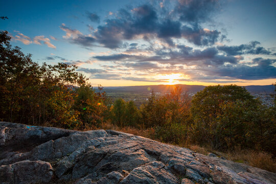 Sunset view from aptly named Sunset Rock overlooking Keene, NH