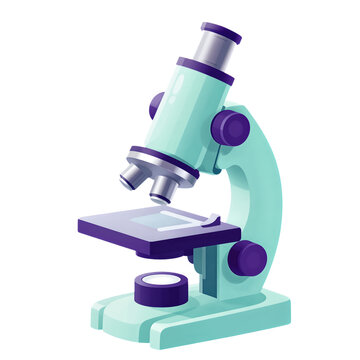 Blue and purple microscope in cartoon style