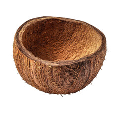 coconut shell half isolated on transparent background 