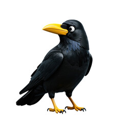Cartoon Black Bird With Yellow Beak and Feet