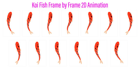 Loopable Frame by Frame Fish Swimming Top View 2D Animation Vector, Seamless Aquatic Illustration, Flat Marine Motion Design, Editable Ocean Pond Vector Elements, Water Infographics Graphic Pack