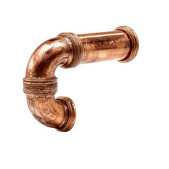 copper pipe bend tiny isolated on transparent background 