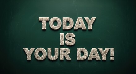 Inspirational Quote on Green Background: Today is Your Day! Motivational Message for Success and Achievement