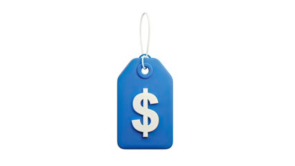 Blue price tag with dollar sign