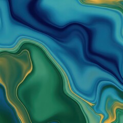 Fototapeta premium Vibrant green blue and yellow abstract liquid background with wavy swirling patterns