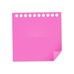 Pink Sticky Note with holes and folded Corner