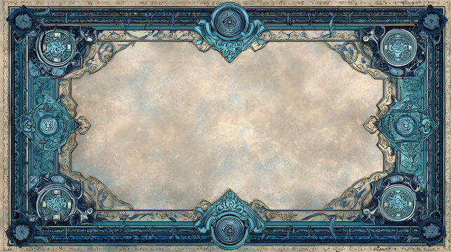 Four corner fantasy frame for dnd widget with empty center space and decorative corner elements