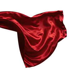 Waving Red Satin Fabric With Folds And Texture