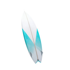 White And Blue Surfboard With Fins