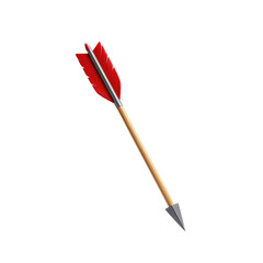 Wooden Arrow With Red Feathers