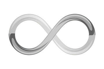 Shiny Silver Infinity Symbol loop eternity isolated on a transparent background