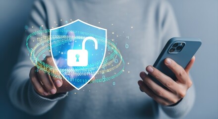 Smartphone Security with Open Padlock Shield: Digital Device Protection for Personal and Financial Data