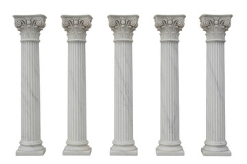 Obraz premium White marble columns pillars architecture isolated on a transparent background