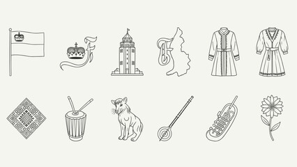 Obraz premium Collection of national symbols and cultural elements from Liechtenstein