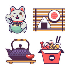 set of vector japanese food icons