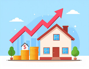 Generative AI
住宅価格の上昇を象徴するイラスト｜不動産市場と資産価値の成長コンセプト