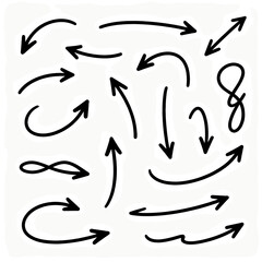 [Vector EPS]Set of various black hand-drawn arrows in different directions