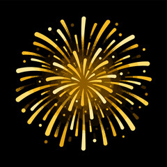 Obraz premium [Vector EPS]Golden Firework Display with Bursting Patterns on Black Background