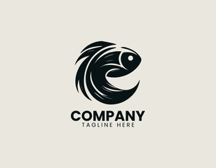 Glow Fish Black Vector Logo Illustration
