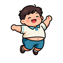 Fototapeta premium [Vector EPS]A joyful young boy jumping with arms spread wide