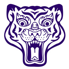 tiger face comtour stylized vector illustration