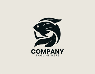 Glow Fish Black Vector Logo Illustration