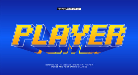 Player Pixel 3D Text Effect Retro Arcade Style	