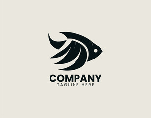 Glow Fish Black Vector Logo Illustration