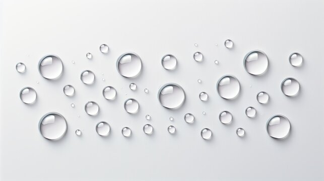 Water droplets arranged on a flat surface with even spacing