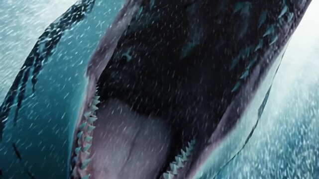 Great White Shark with Open Mouth Swimming Underwater in Ocean