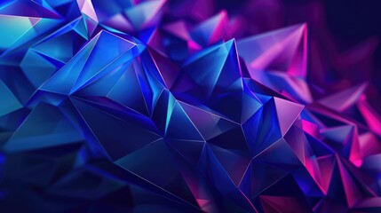 Obraz premium A vibrant, abstract 3D composition featuring sharp, angular shapes in blue and purple hues.