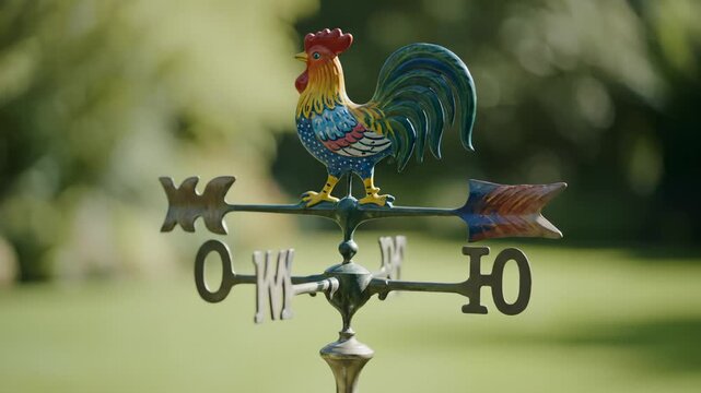 Rooster Weather Vane Turning in the Wind on a Sunny Day