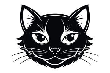 Obraz premium cat head silhouette line art vector illustration with a white background