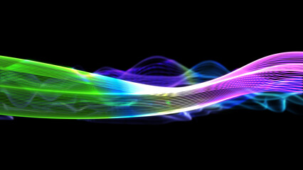 デジタルウェーブ・背景もや付き（抽象的でダイナミックな波形アート）JPG 黒背景