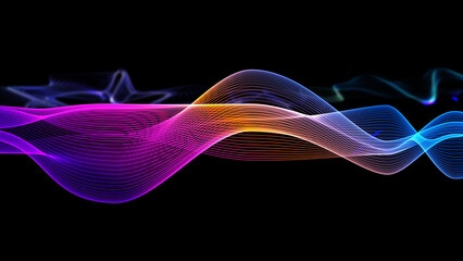 デジタルウェーブ・背景もや付き（抽象的でダイナミックな波形アート）JPG 黒背景
