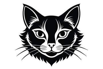 Obraz premium cat head silhouette line art vector illustration with a white background