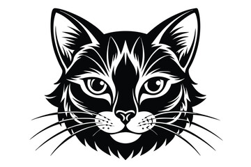 Fototapeta premium cat head silhouette line art vector illustration with a white background
