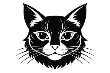 Fototapeta premium cat head silhouette line art vector illustration with a white background