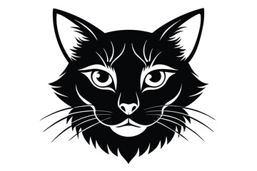 Fototapeta premium cat head silhouette line art vector illustration with a white background
