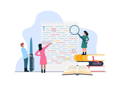Professional Team Proofreading and Editing Document Stock Illustration