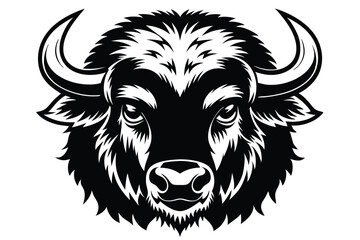 Obraz premium buffalo head silhouette line art vector illustration with a white background