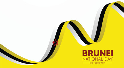 Brunei National Day Celebration Poster With Modern Flag Waves vector poster