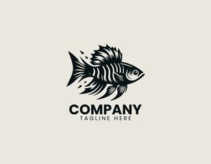 Tiger Barb Fish Black Vector Logo Illustration