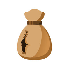 Brown torn money bag icon vector design