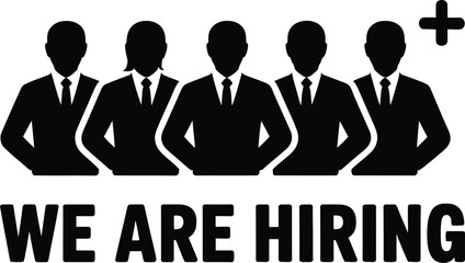 We are hiring team icon, group of people recruitment symbol for job vacancies, staffing and human resources marketing, vector illustration