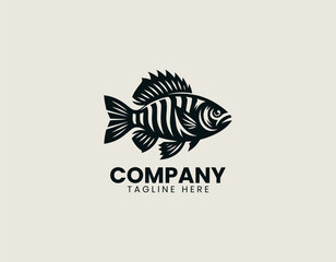 Tiger Barb Fish Black Vector Logo Illustration