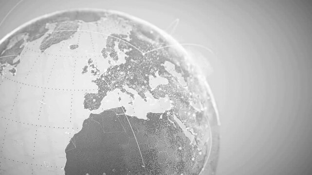 Global connectivity and modern technology on a stylized earth map