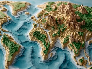 Detailed 3d map of a mountainous region