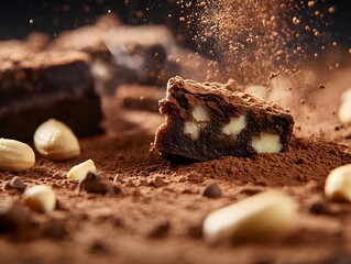 Rich chocolate brownie with macadamia nuts