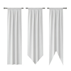 Three Sheer Curtain Panels Hanging on Rod Against Dark